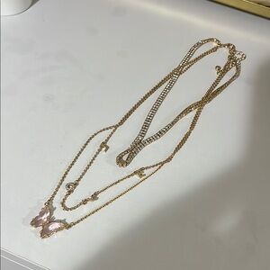 Elegant Gold and pink Butterfly Necklace forever 21